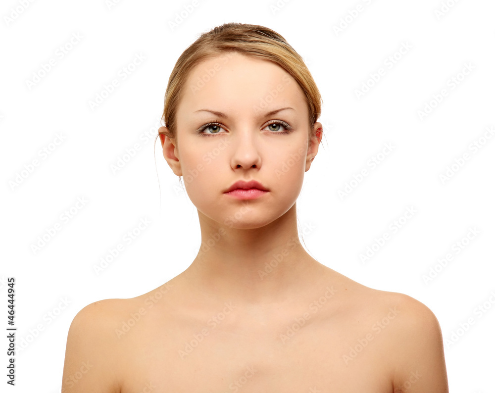 A beautiful woman, portrait isolated on white background A beautiful woman, portrait isolated on white background