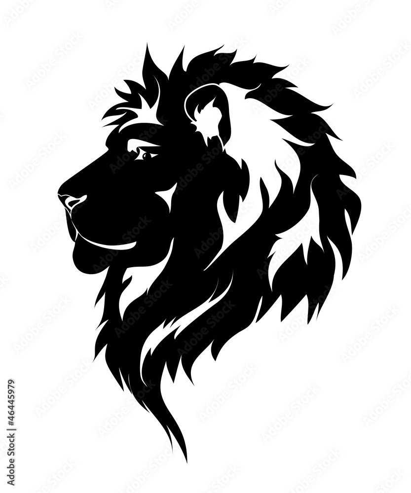 Graphic lion, black and white drawing for tattoo. Stock Vector ...