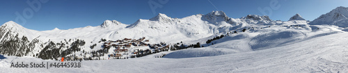 Alpine scene - belle plagne village ski resort photo