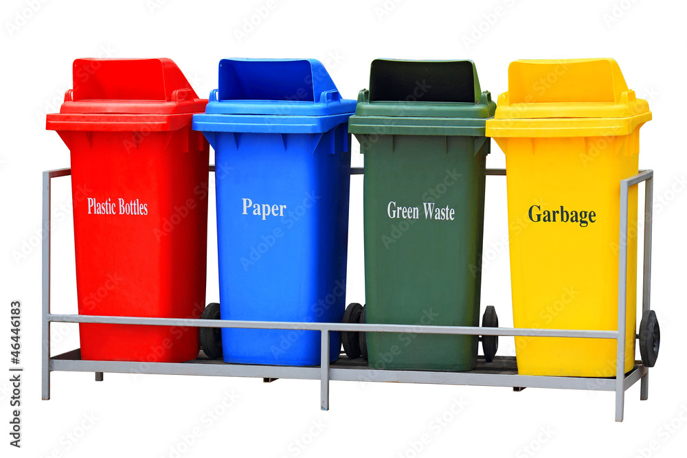 Colorful Recycle Bins Isolated Colorful Recycle Bins Isolated