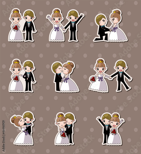 set of wedding ,Bridegroom and Bride stickers