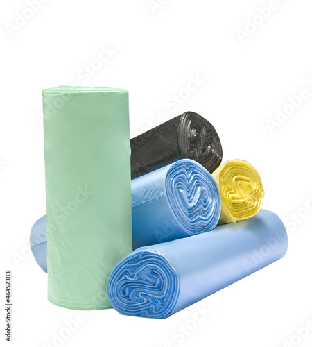 many colored garbage bags