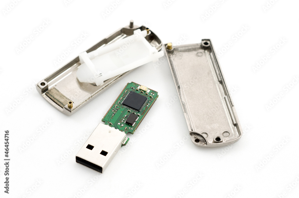 Crashed usb flash memory, isolated on white background Crashed usb flash memory, isolated on white background