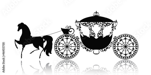Foto vintage silhouette of a horse carriage
