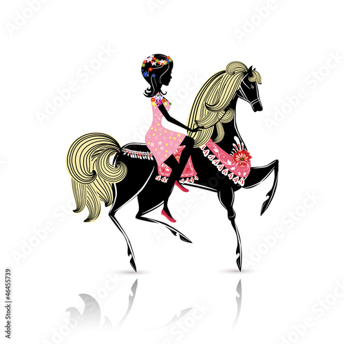 Beautiful Girl riding a horse