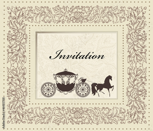 card design with vintage carriage