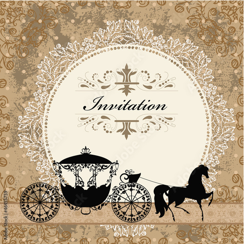 card design with vintage carriage