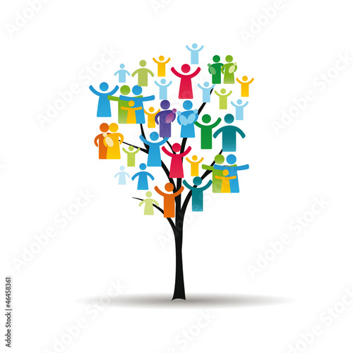 People pictograms on tree