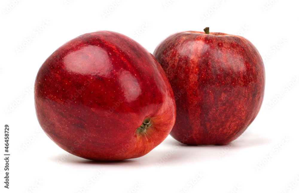 Red apples isolated on white background.