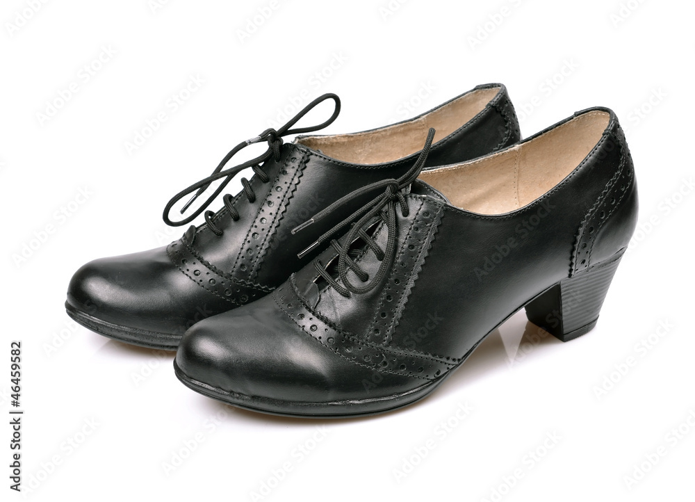 black ladies shoes isolated on white background