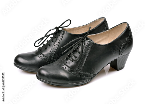 black ladies shoes isolated on white background