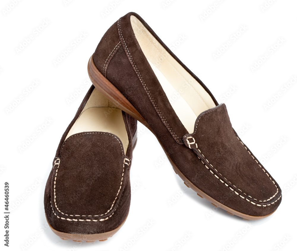 Female shoes without a heel on a white background