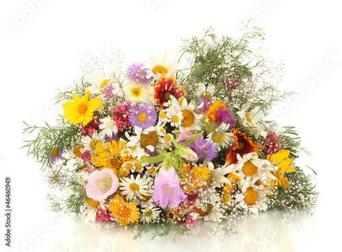 Fototapeta Naklejka Na Ścianę i Meble -  beautiful bouquet of bright  wildflowers, isolated on white
