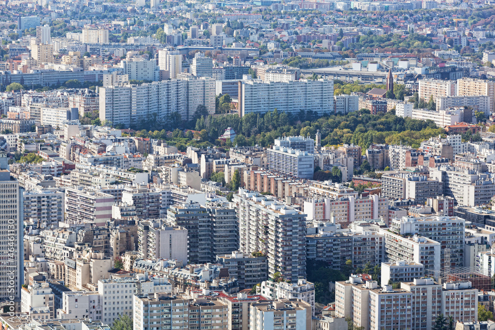 View of Paris from height of bird's flight