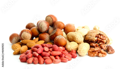 assortment of tasty nuts, isolated on white