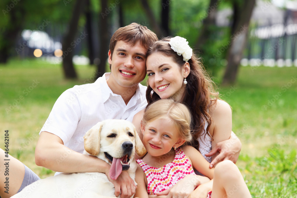 Happy family having fun outdoors