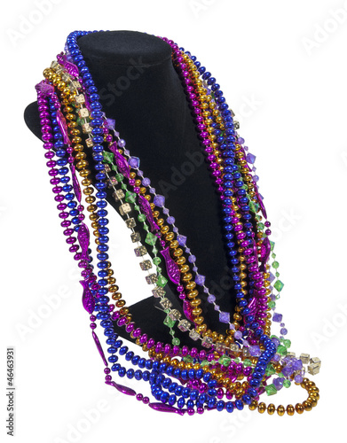 Mardi Gras Beads on a Neck Form