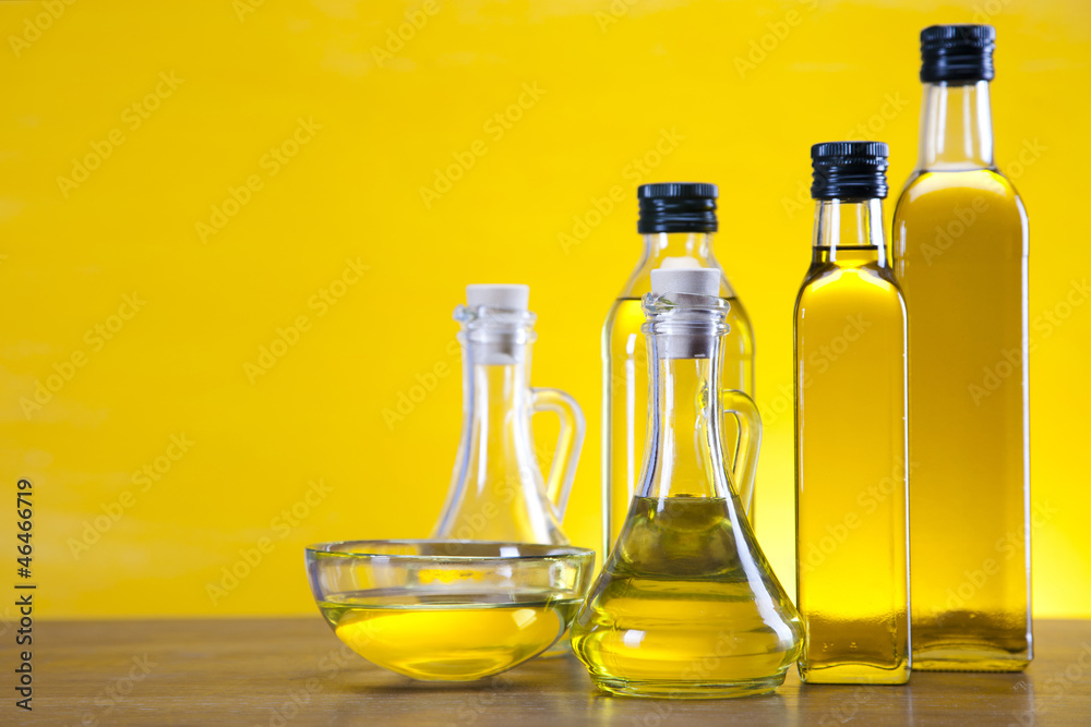 Olive oil and olives set