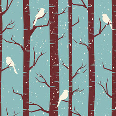 Stickers Berken patronen Winterbos patroon met besneeuwde dennen  © Iveta Angelova