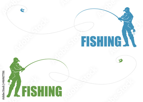 Fisherman label - vector illustration