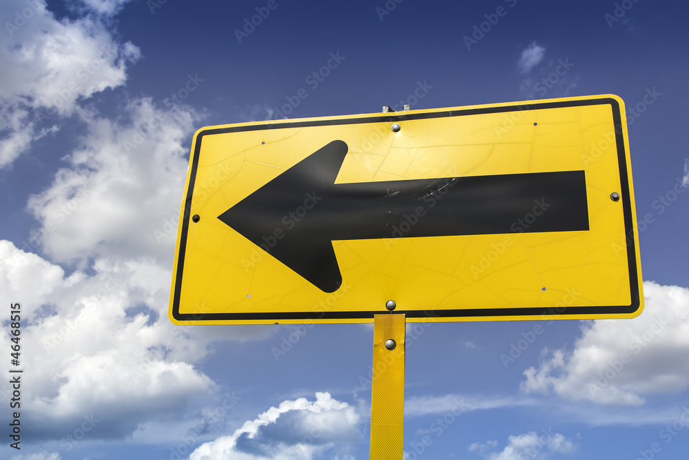 Directional arrow road sign