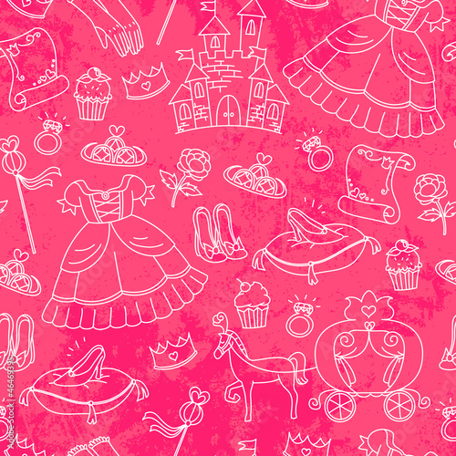 seamless pattern with things related to princesses
