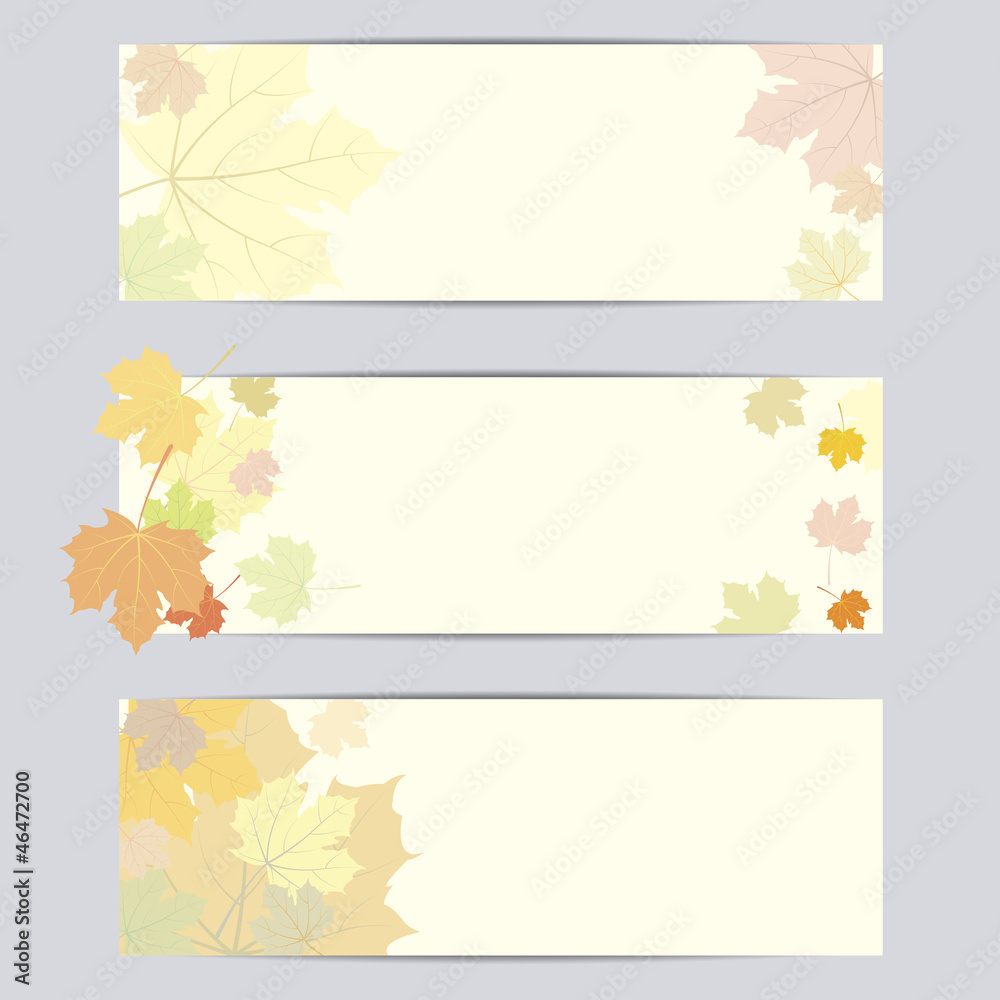 Set of vector banner with autumn leaves