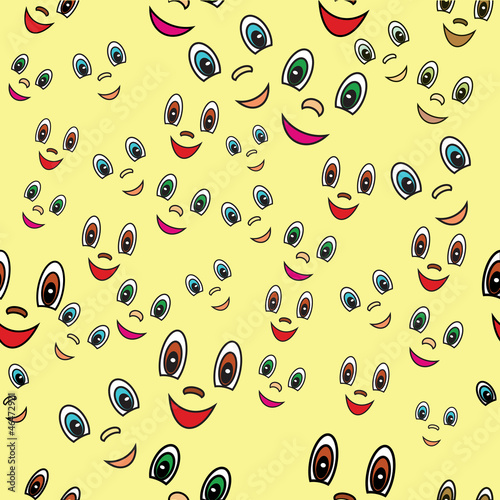 Seamless yellow wallpaper pattern with colorful smiles