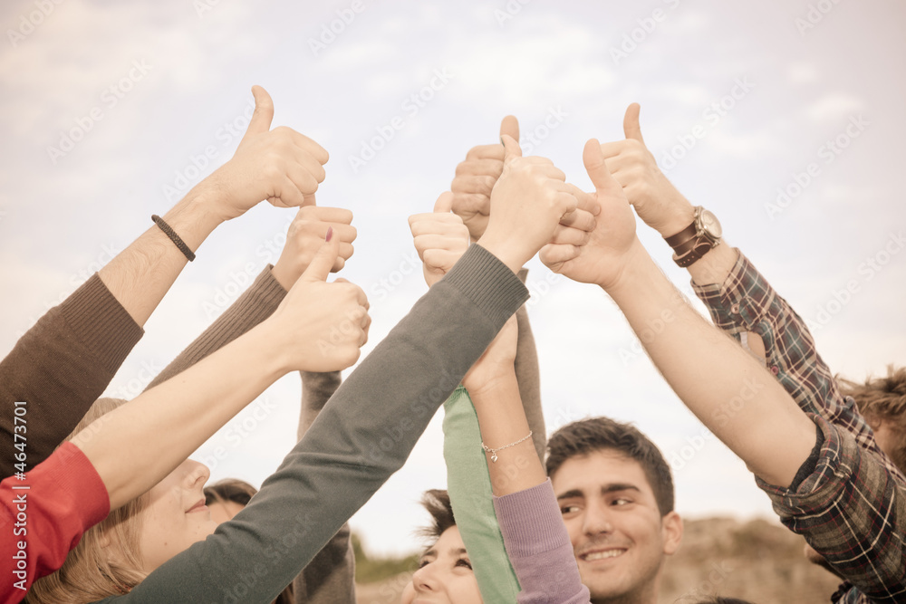 College Students with Thumbs Up College Students with Thumbs Up