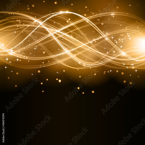 Abstract golden wave pattern with stars
