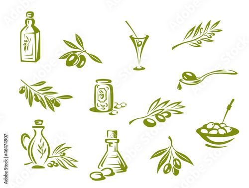 Green olives and organic oil