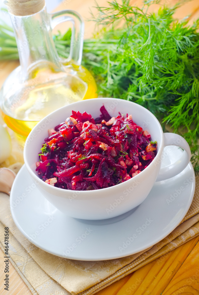 Fresh salad with beet and walnuts, vegetarian salad Fresh salad with beet and walnuts, vegetarian salad