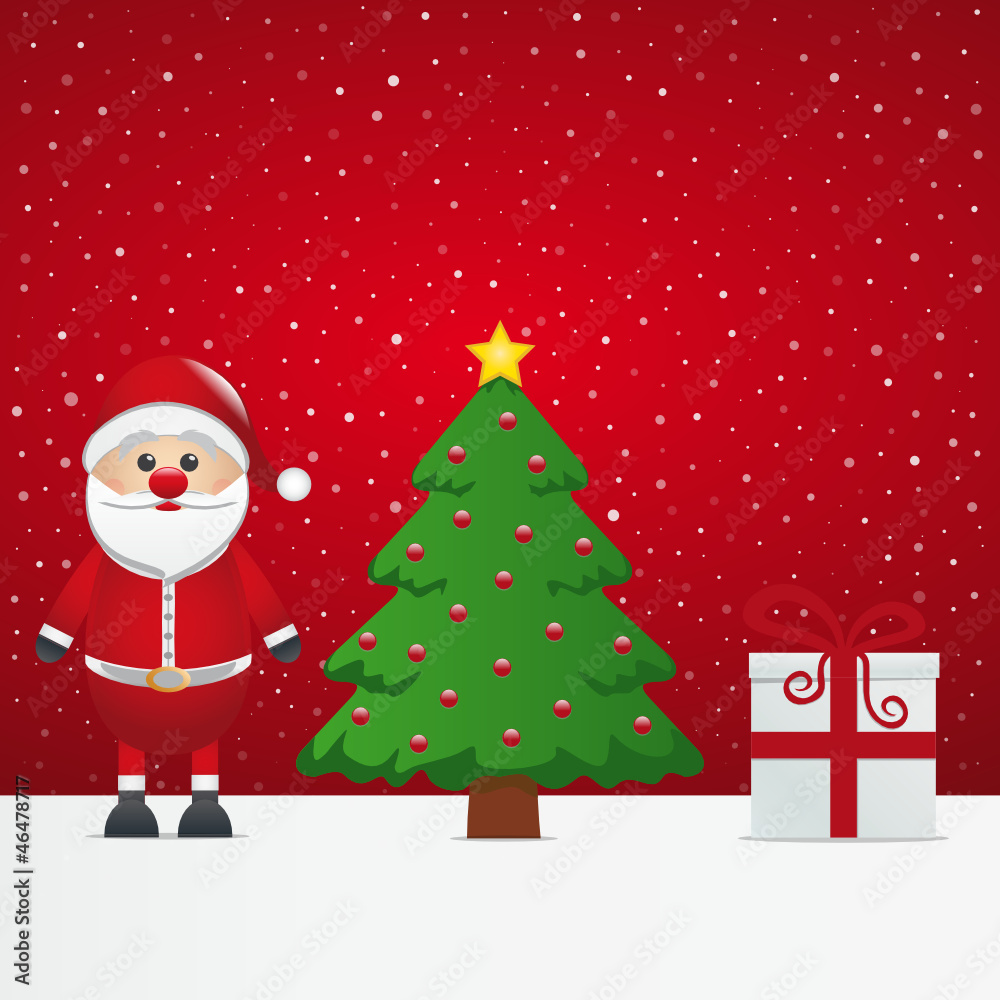 santa claus gift and christmas tree snowy santa claus gift and christmas tree snowy