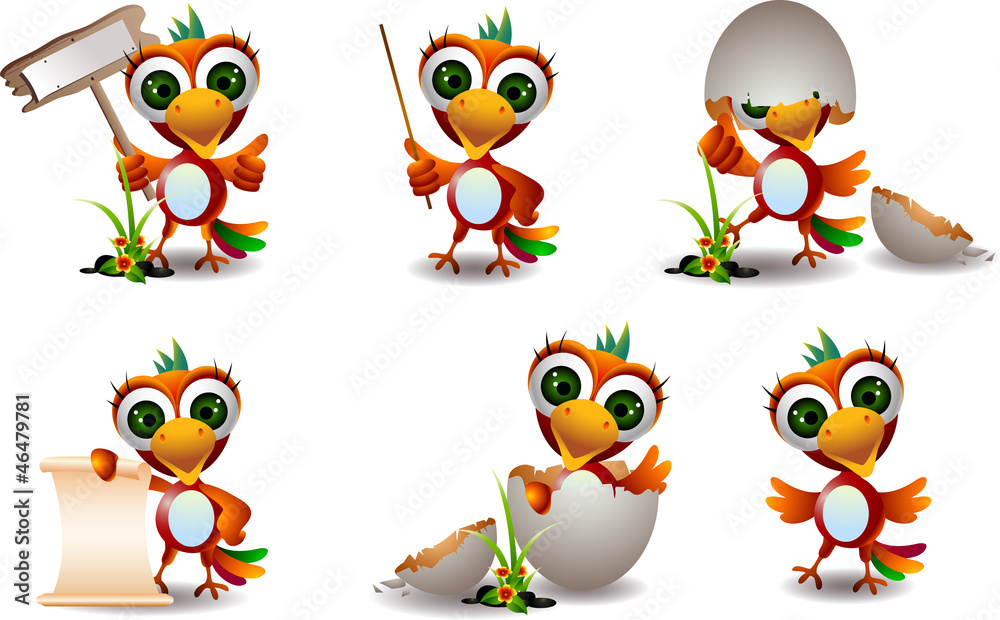 cute parrots cartoon set cute parrots cartoon set