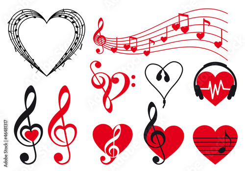 music hearts set, vector design elements