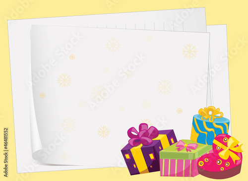 paper sheets and gift boxes