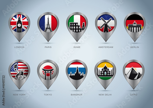 Landmark pins of the world Free Download Landmark pins of the world - GFXLoad