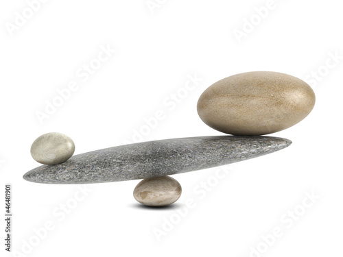 3d Stones balance on see-saw