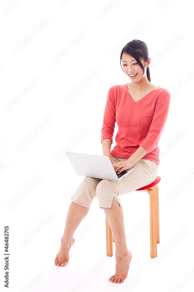 attractive asian woman on white background attractive asian woman on white background