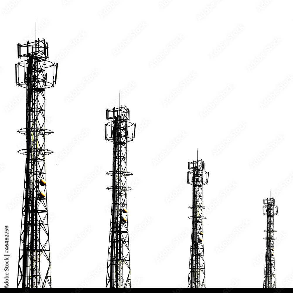 Shadow telecomunication tower on white Shadow telecomunication tower on white