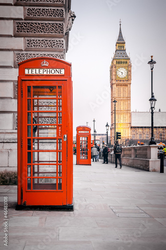 Canvas Print red phone boxes