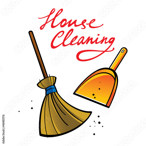 House Cleaning broom brush dust dirt service shovel