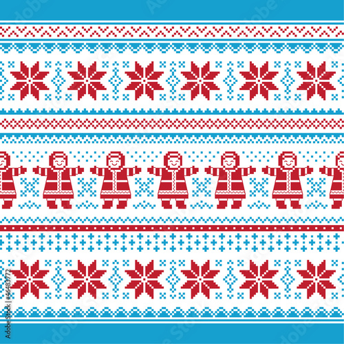 Christmas vector card - traditional knitted pattern