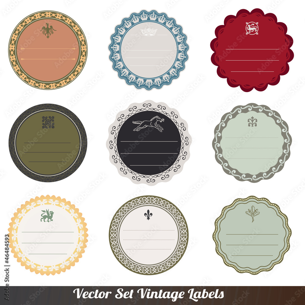 Vector frame labels set ornamental vintage decoration