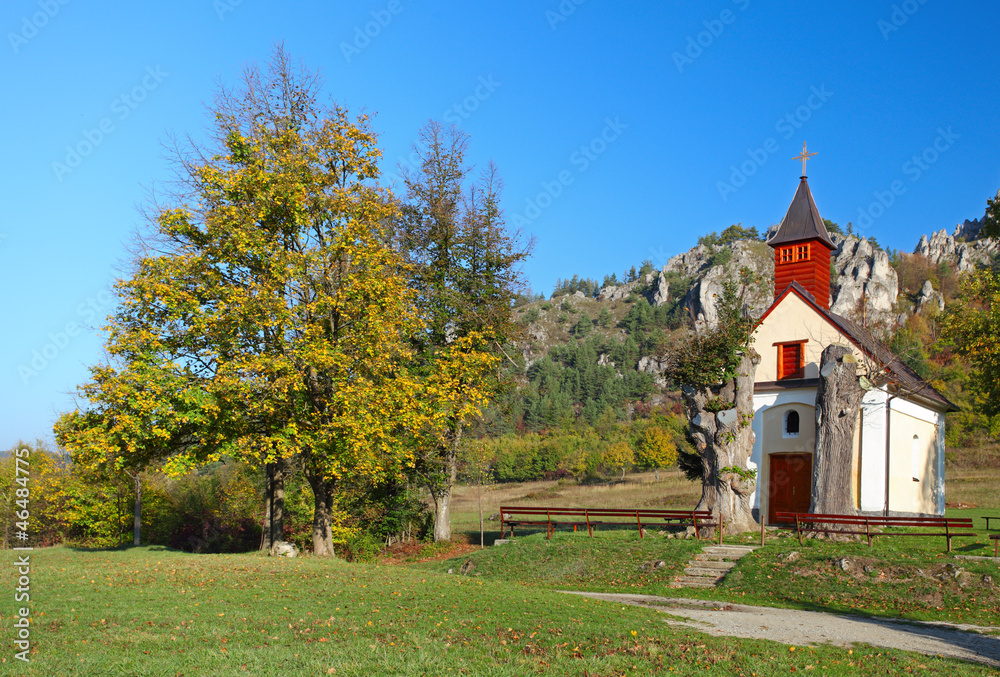 Autumn landcape with chapel in eastern europe - Slovakia Autumn landcape with chapel in eastern europe - Slovakia
