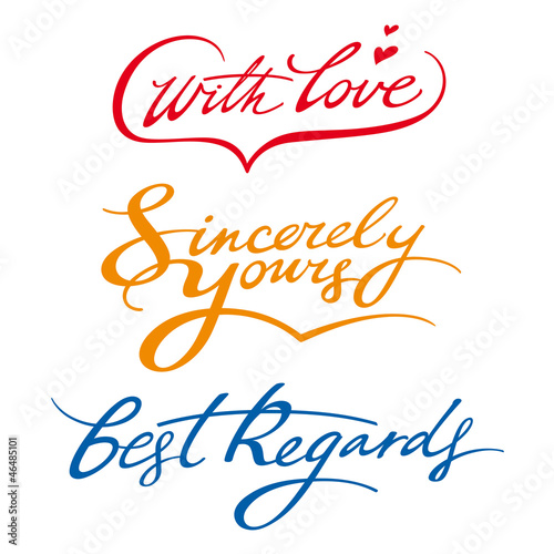 Best regards sincerely yours with love signature