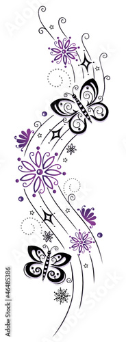 Ranke, Blumen, Blüten, Schmetterlinge, lila, violett