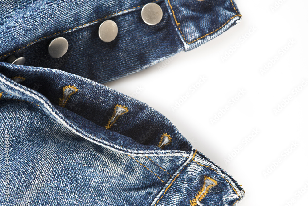 Foto de Bragueta de unos jeans con cierre de botones. do Stock