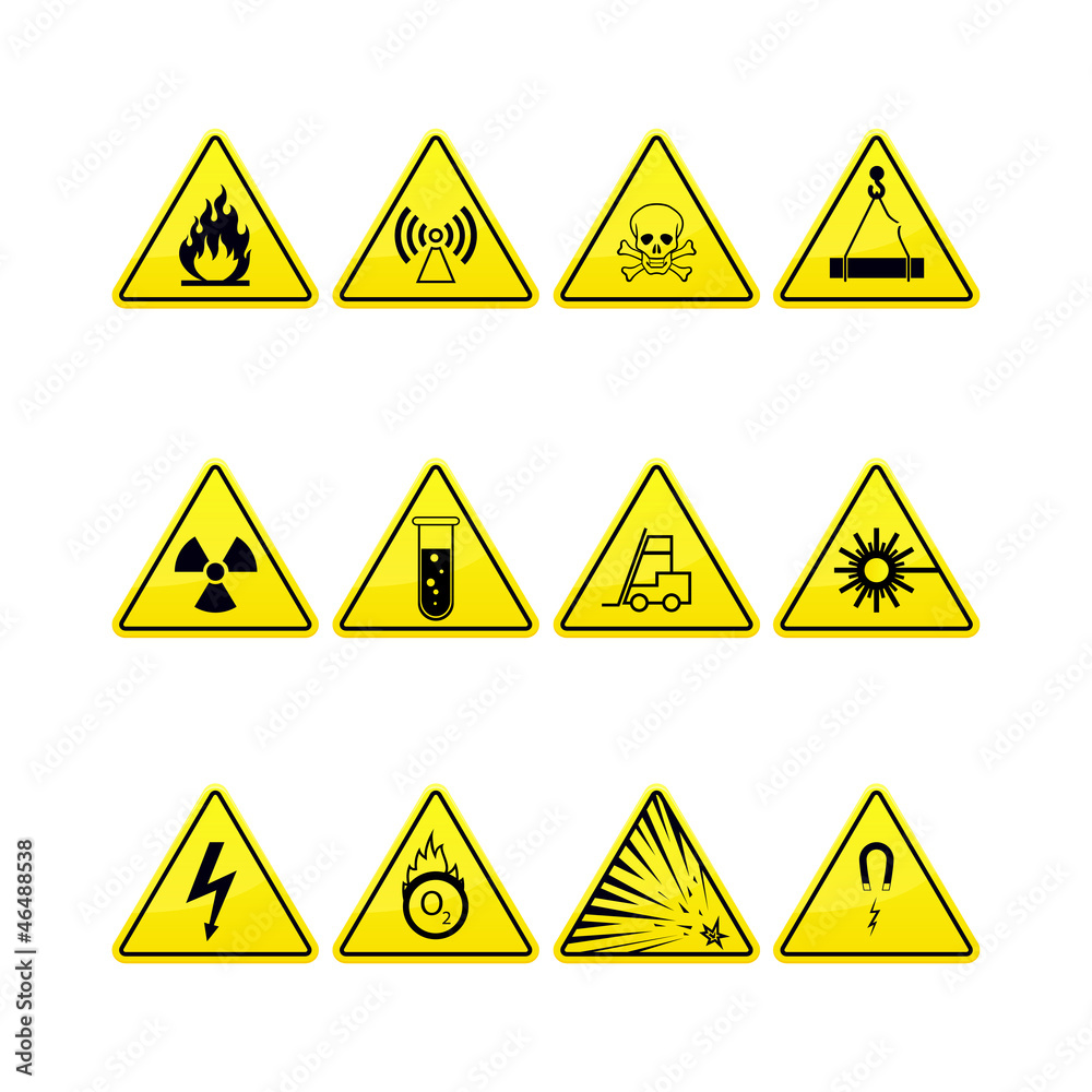 Yellow warning and danger icons collection Yellow warning and danger icons collection