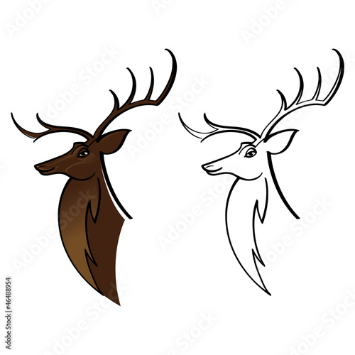 Deer Buck Elk wild animal head with horns
